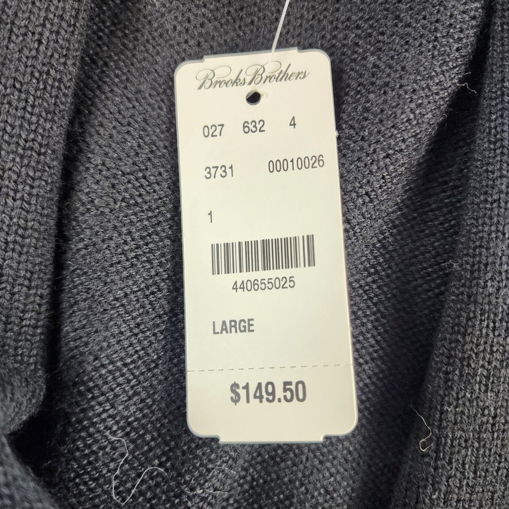 NWT Brooks Brothers 100% Merino Wool Cardigan Sweater Jacket Black Toggle L - Picture 4 of 7